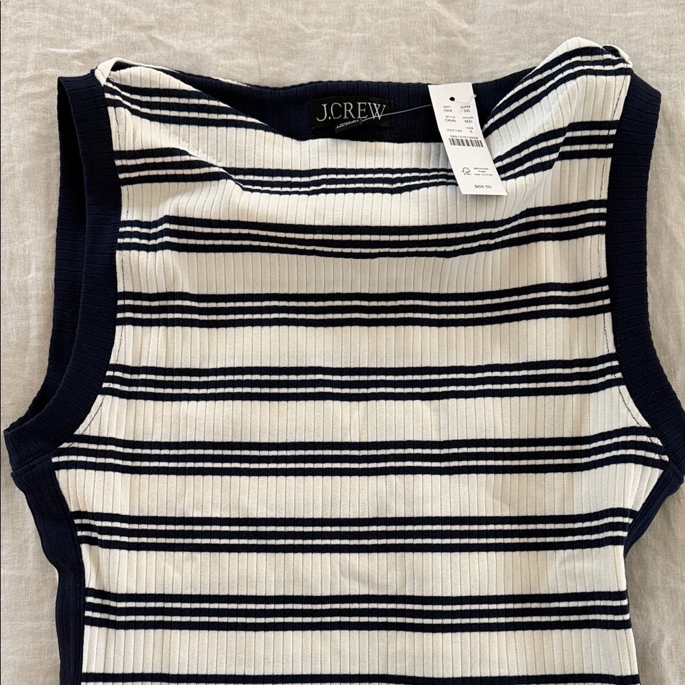J. Crew Navy and White Striped Tank Top small NWT